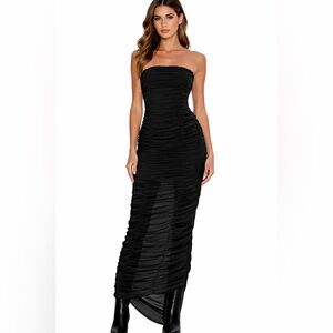 NWT OW Collection‎ SANDY Chiffon Maxi Dress in Black Caviar Sz Medium $270